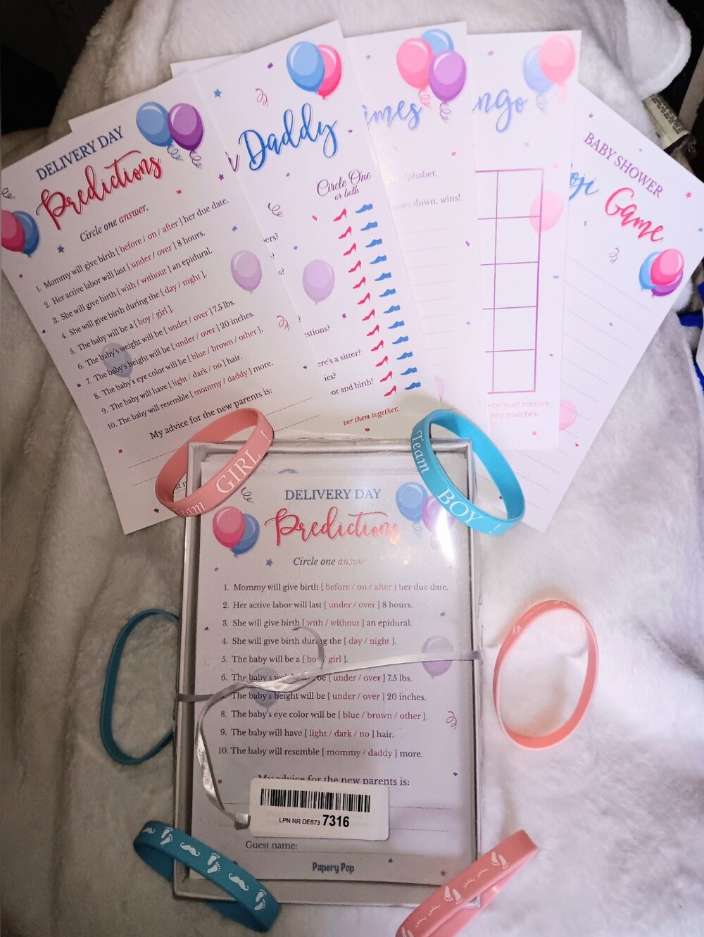 Gender Reveal Party Games~5 Activities +z Bracelets~38 Count Baby Shower Newborn